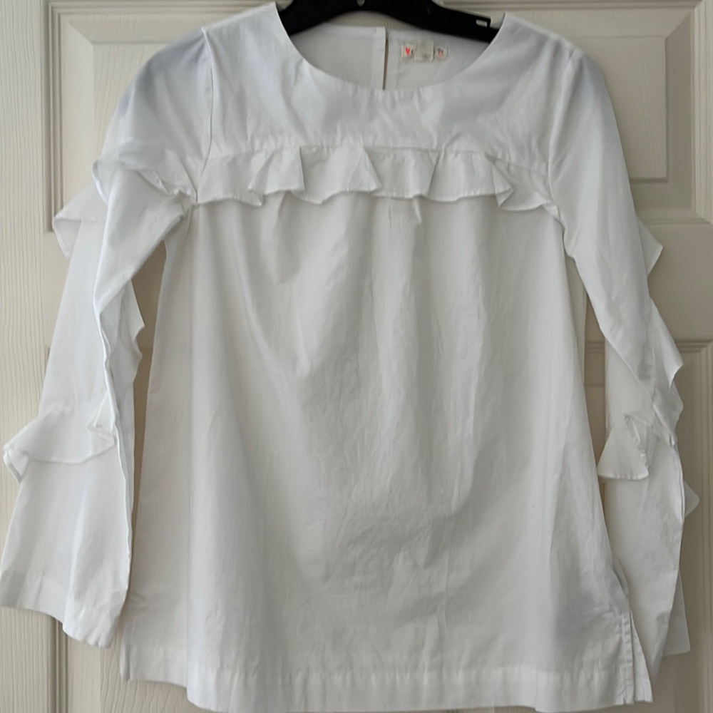 J.Crew girls white ruffle blouse, size 12